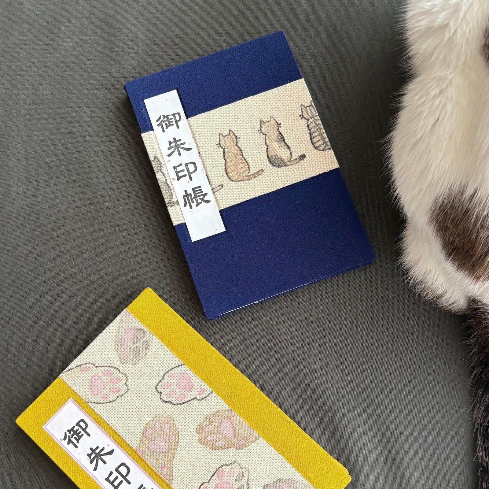 【受注生産】御朱印帳 消しゴムはんこ×手製本 猫の後ろ姿 / ネイビー | 8枚目